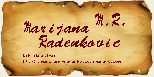 Marijana Radenković vizit kartica